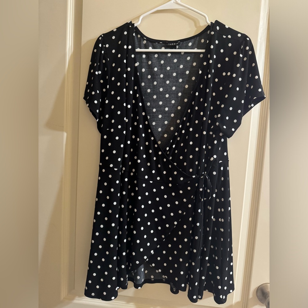 Black and White Polka Dot Wrap Top